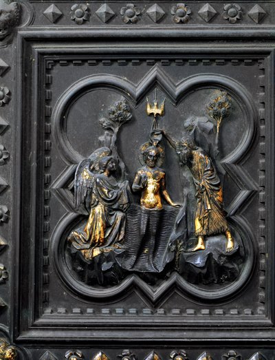 The Baptism of Christ by Saint John the Baptist, Tenth Panel of the South Doors of the Baptistery of San Giovanni by Andrea Pisano